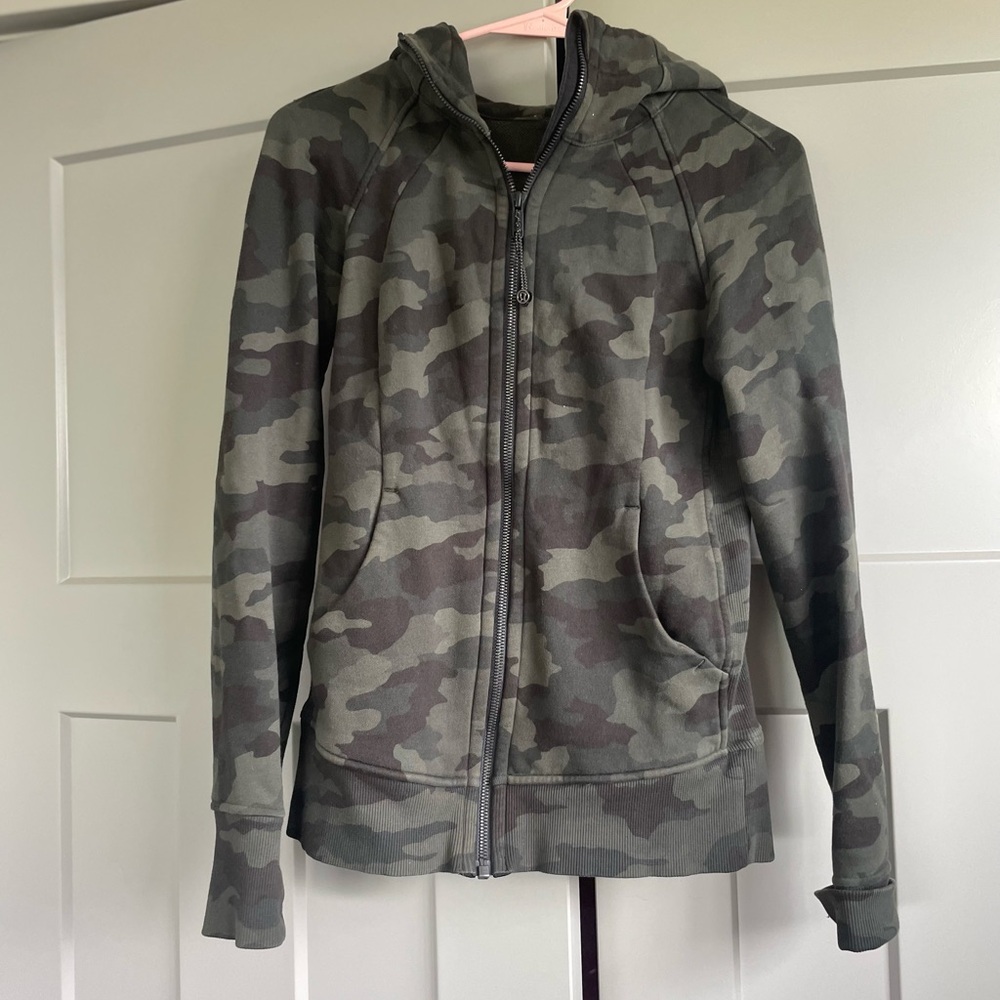 lululemon athletica Camo Zip-Up Hoodie in Olive Green